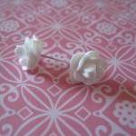 White Flower Post Earrings